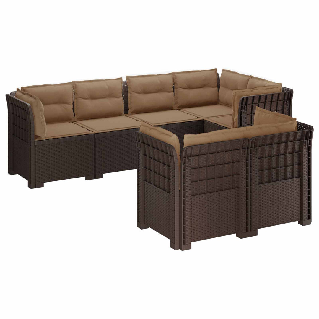 7-personers have-sofa med puder i rattanlook PP Brun