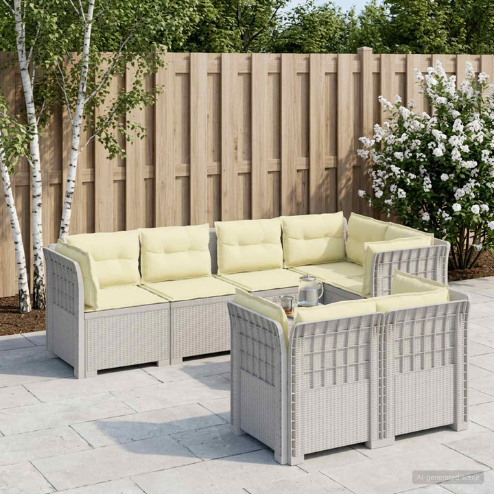 7-personers have-sofa med puder i rattanlook PP Hvid