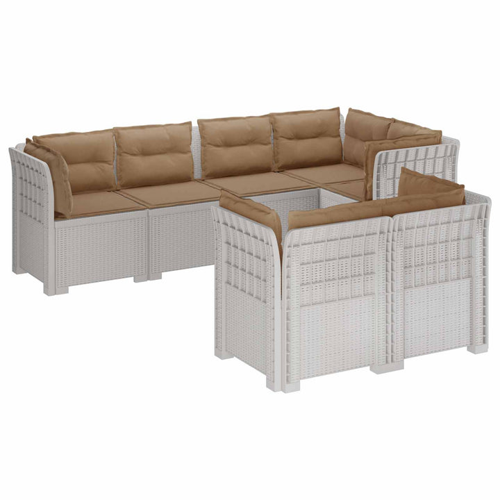 7-personers have-sofa med puder i rattanlook PP Hvid