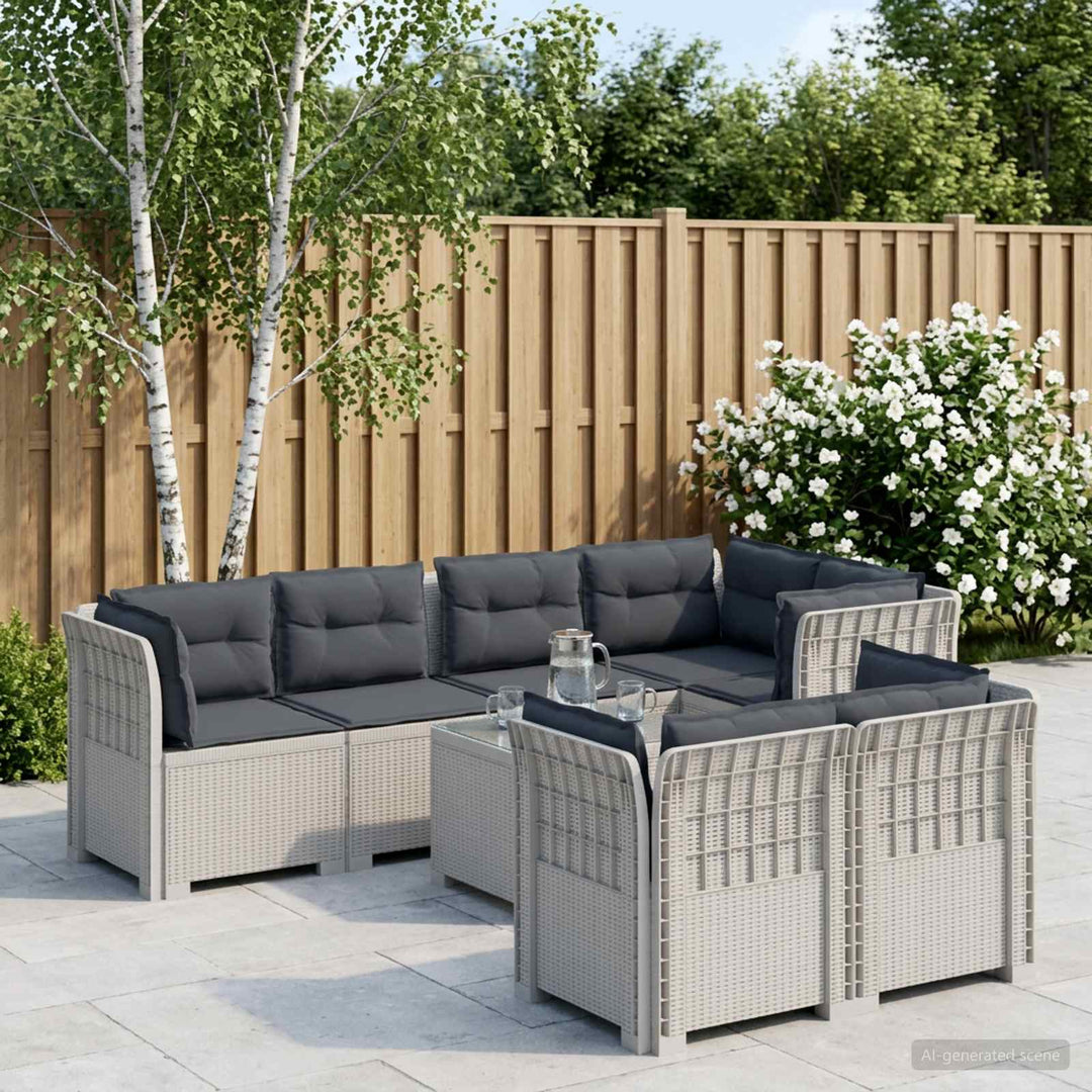 7-personers have-sofa med puder i rattanlook PP Hvid