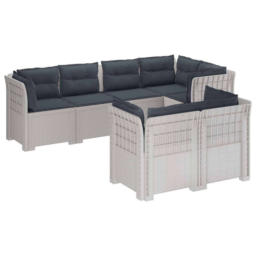7-personers have-sofa med puder i rattanlook PP Hvid