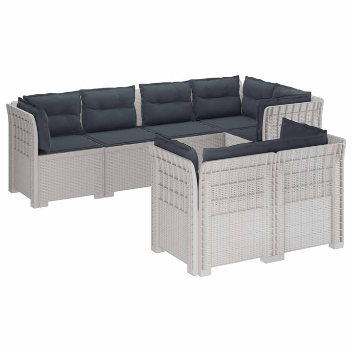7-personers have-sofa med puder i rattanlook PP Hvid