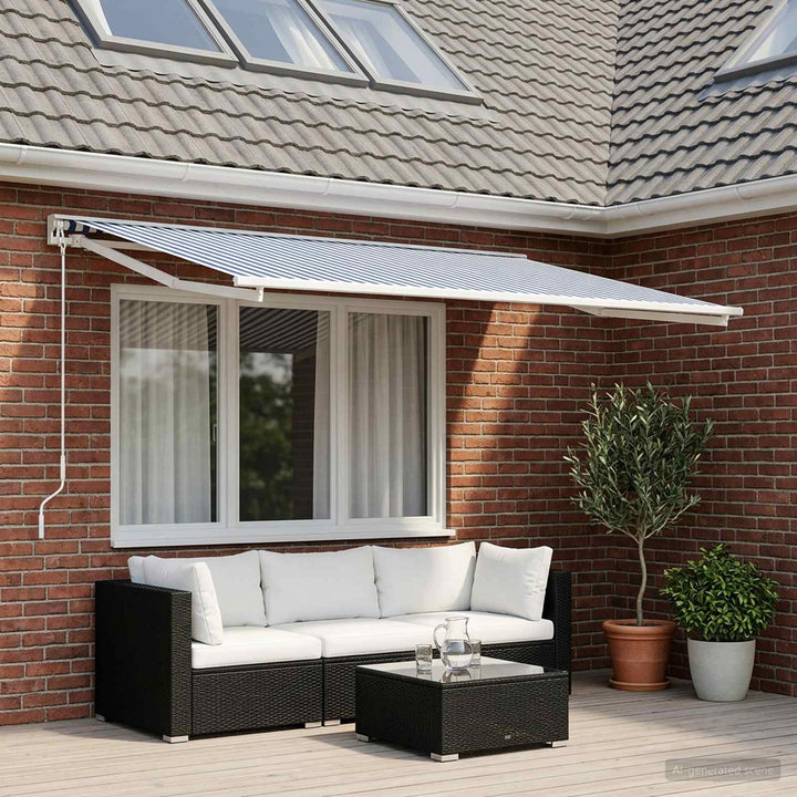 Reservedug til markise Blå og Hvid 400 × 300 cm Polyester