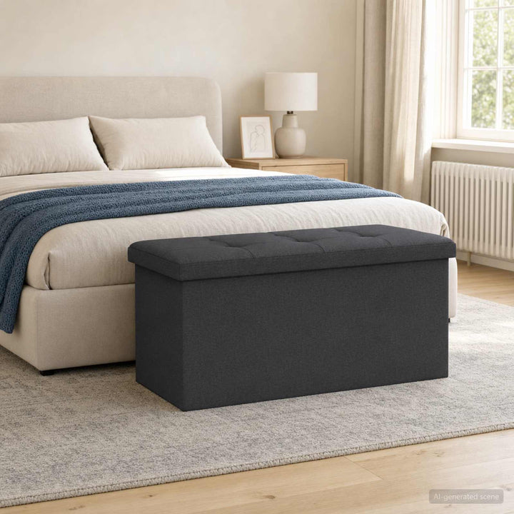 Foldbar opbevaringsbænk Mørkegrå 180 kg 80 L 77 x 38 x 38 cm