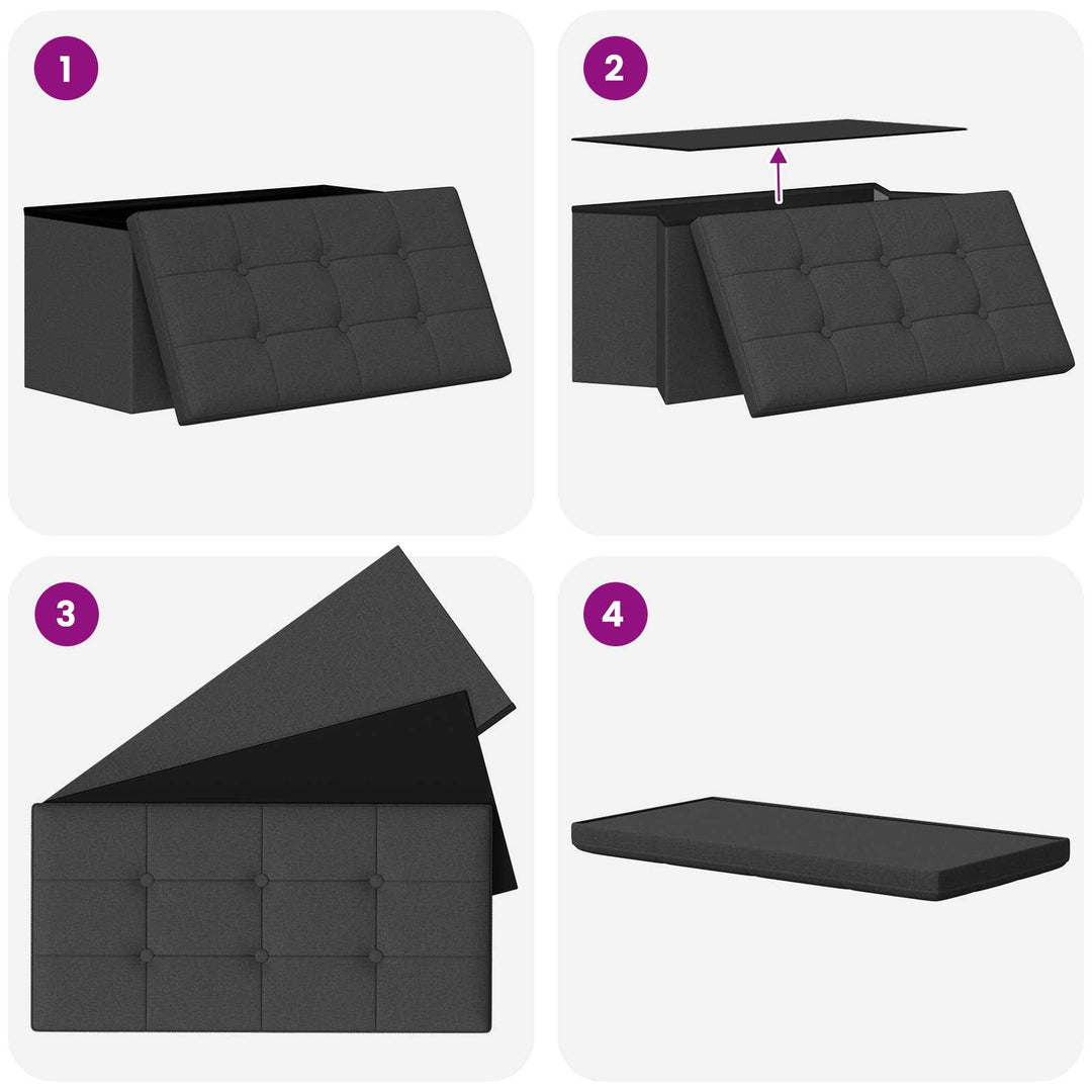 Foldbar opbevaringsbænk Mørkegrå 180 kg 80 L 77 x 38 x 38 cm
