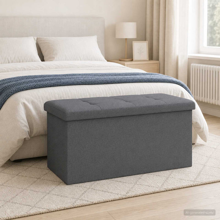 Foldbar opbevaringsbænk Lysegrå 180 kg 80 L 77 x 38 x 38 cm