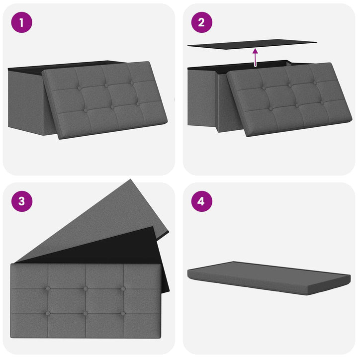 Foldbar opbevaringsbænk Lysegrå 180 kg 80 L 77 x 38 x 38 cm