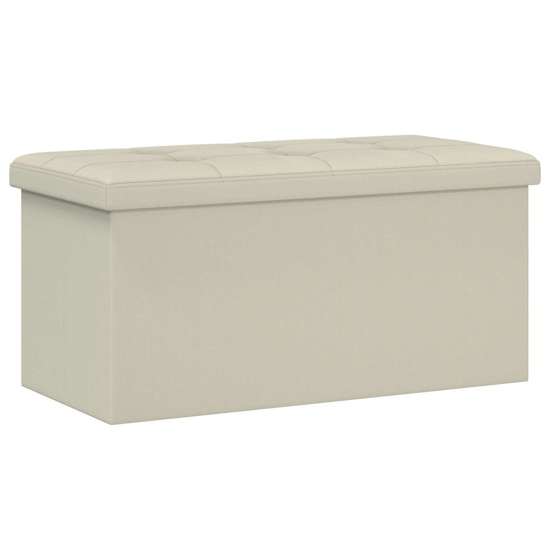 Foldbar opbevaringsbænk Hvid 180 kg 80 L 77 x 38 x 38 cm Linned