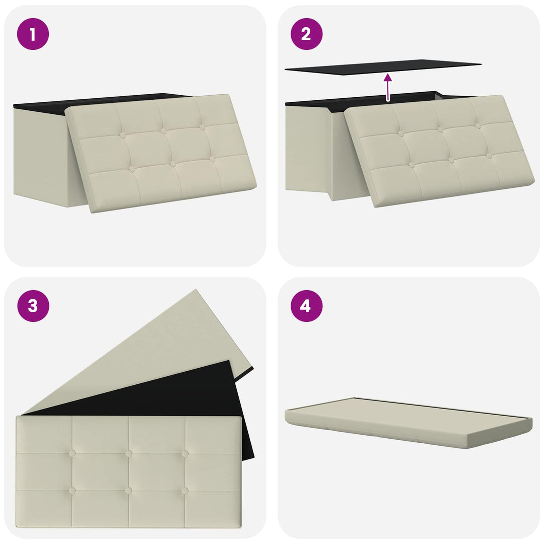 Foldbar opbevaringsbænk Hvid 180 kg 80 L 77 x 38 x 38 cm Linned