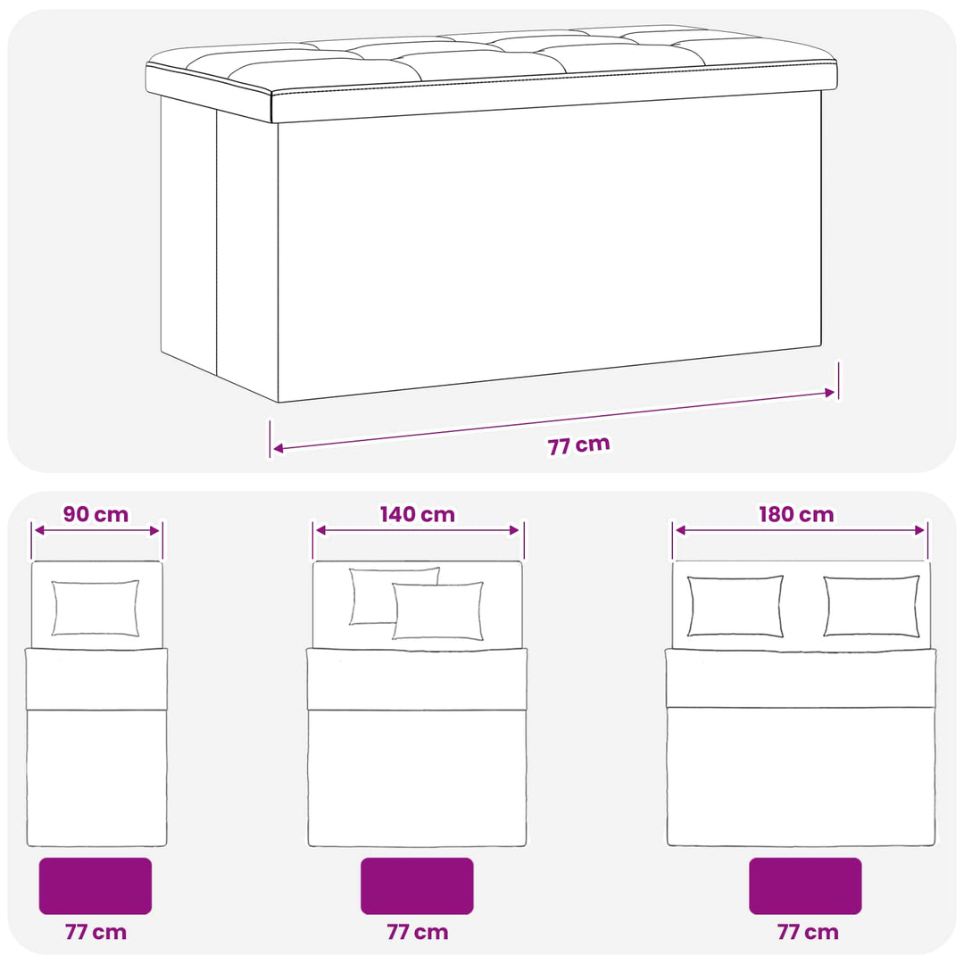 Foldbar opbevaringsbænk Blå 180 kg 80 L 77 x 38 x 38 cm Linned