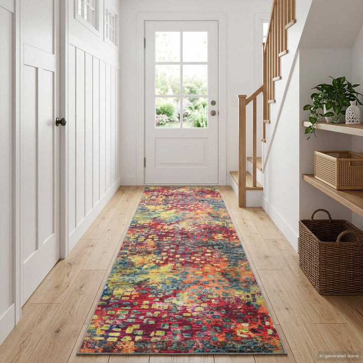 Tæppe Runner LESAKA farverig 80 x 200 cm Diamantvelour