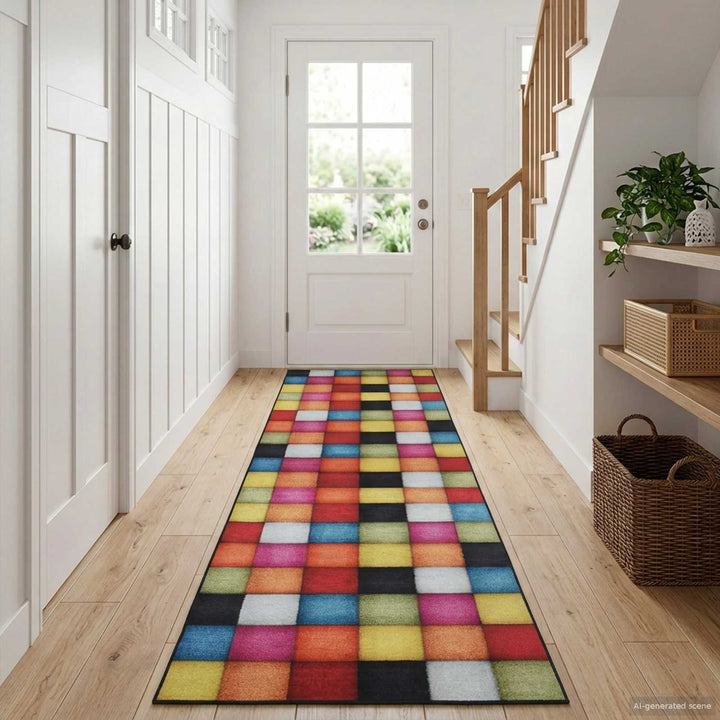 Tæppe Runner LESAKA farverig 50 x 450 cm Diamantvelour