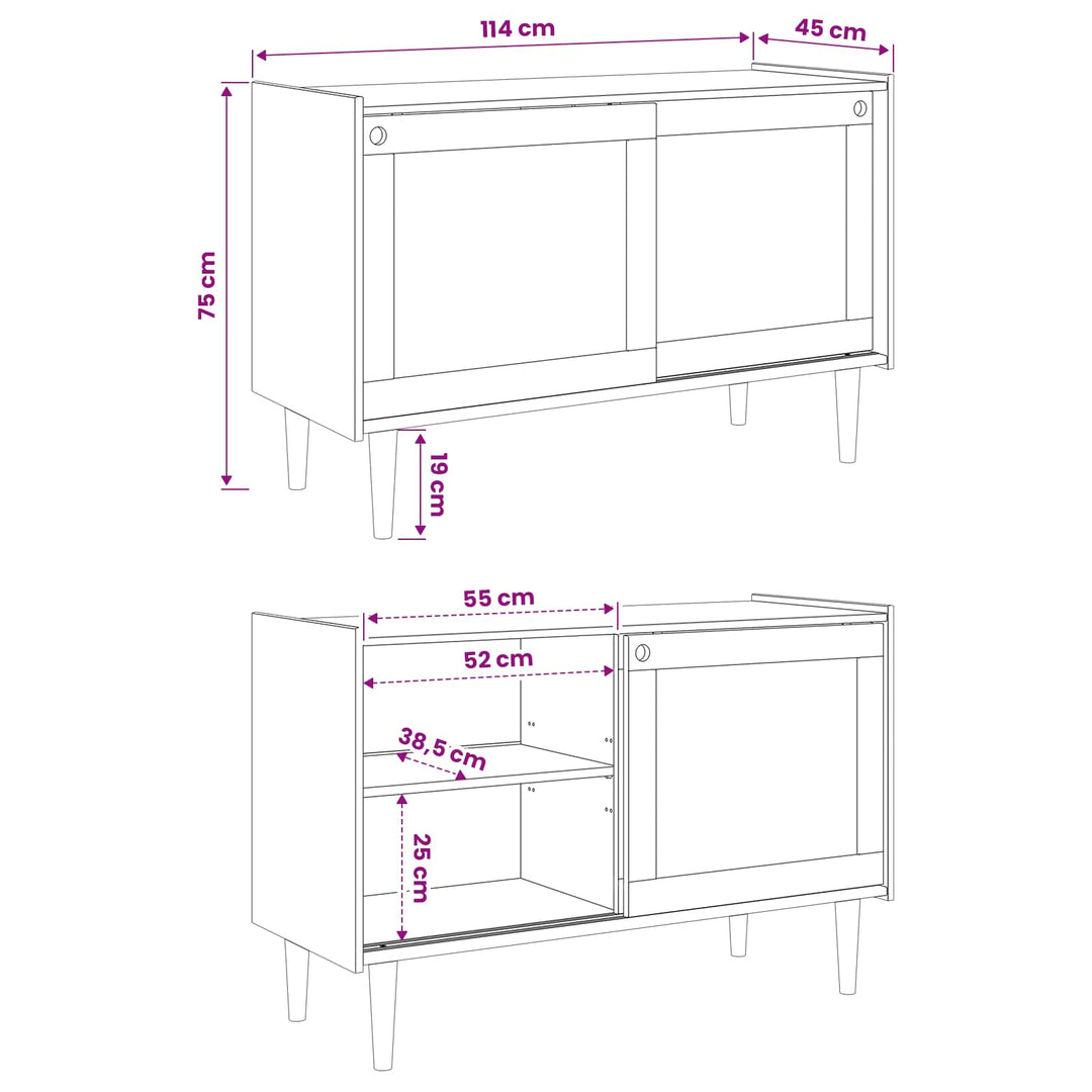 Sideboard BILBAO Mørk karamel 114 x 45 x 75 cm