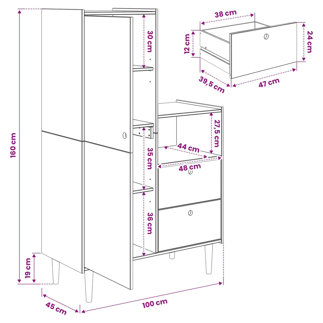 Skab BILBAO Karamel 100 x 45 x 160 cm