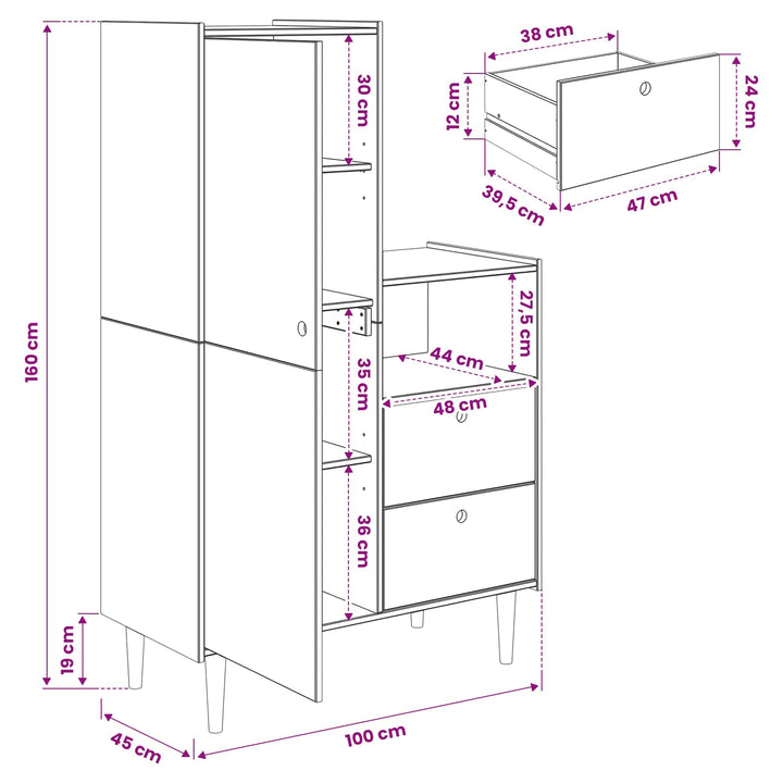 Skab BILBAO Karamel 100 x 45 x 160 cm