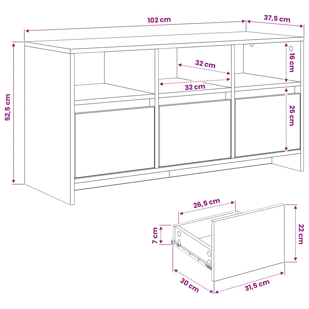 TV-skab 102 x 37,5 x 52,5 cm Artisan-eg Konstrueret træ