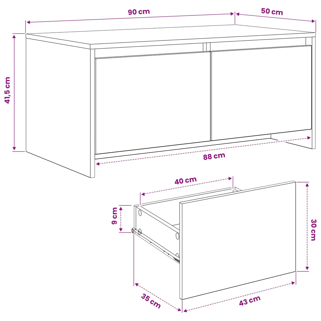 Sofabord Sort eg 90 x 50 x 41.5 cm Konstrueret træ