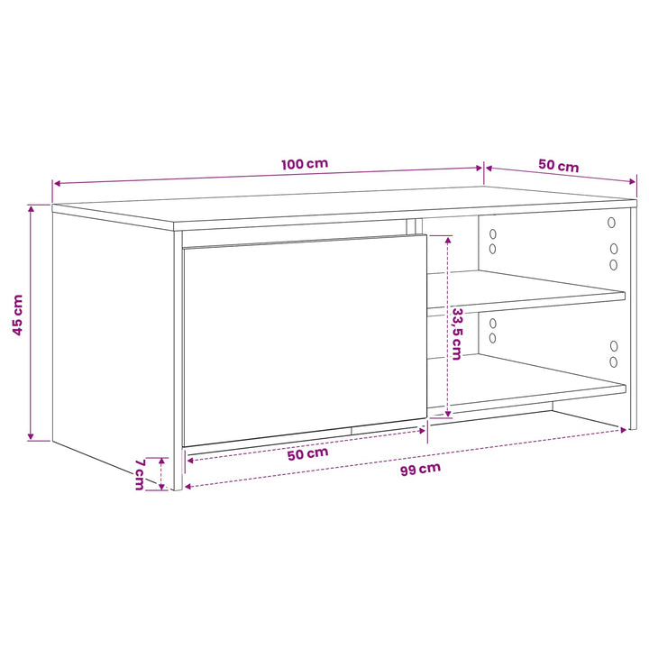Sofabord Sort eg 102 x 50 x 45 cm Konstrueret træ