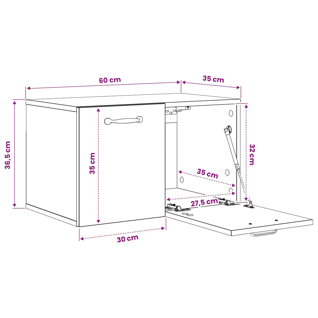 Vægskab 60 x 36,5 x 35 cm Konstrueret træ Sort eg