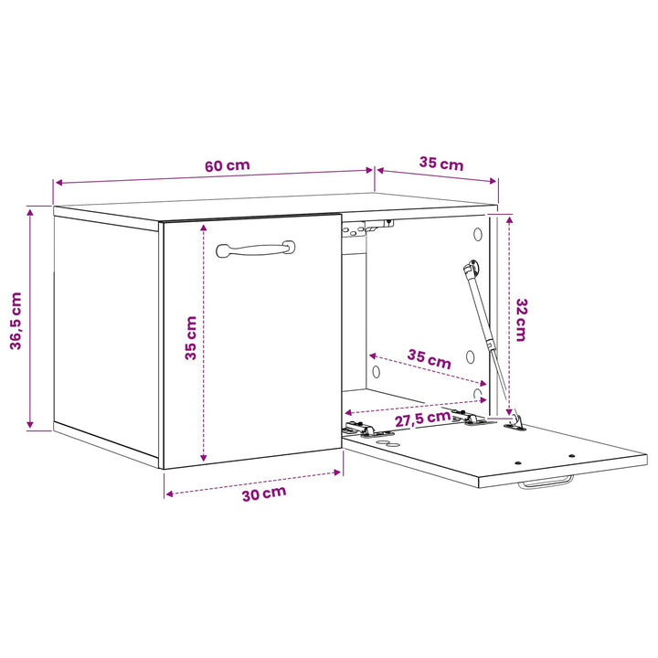 Vægskab 60 x 36,5 x 35 cm Konstrueret træ Sort eg