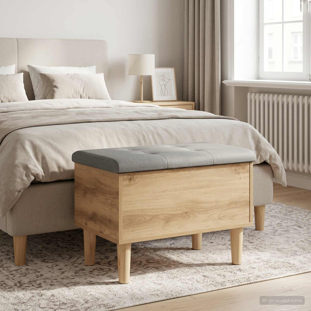 Opbevaringsbænk med pude Artisan-eg 62 x 42 x 46 cm