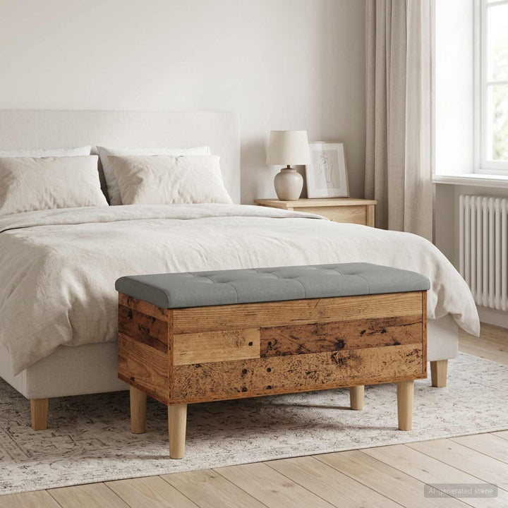 Opbevaringsbænk med pude Gammelt træ 82 x 42 x 46 cm