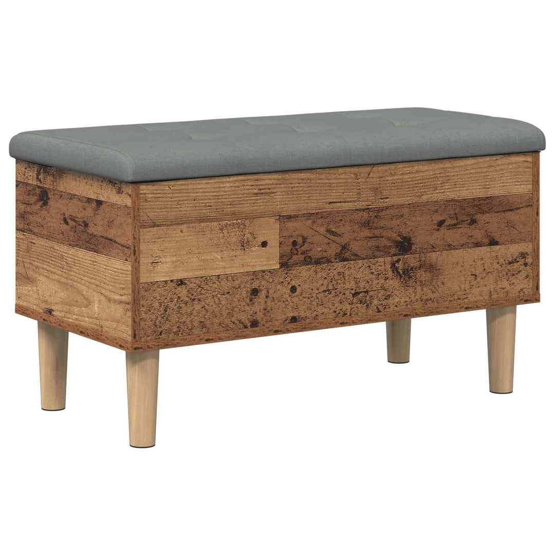 Opbevaringsbænk med pude Gammelt træ 82 x 42 x 46 cm