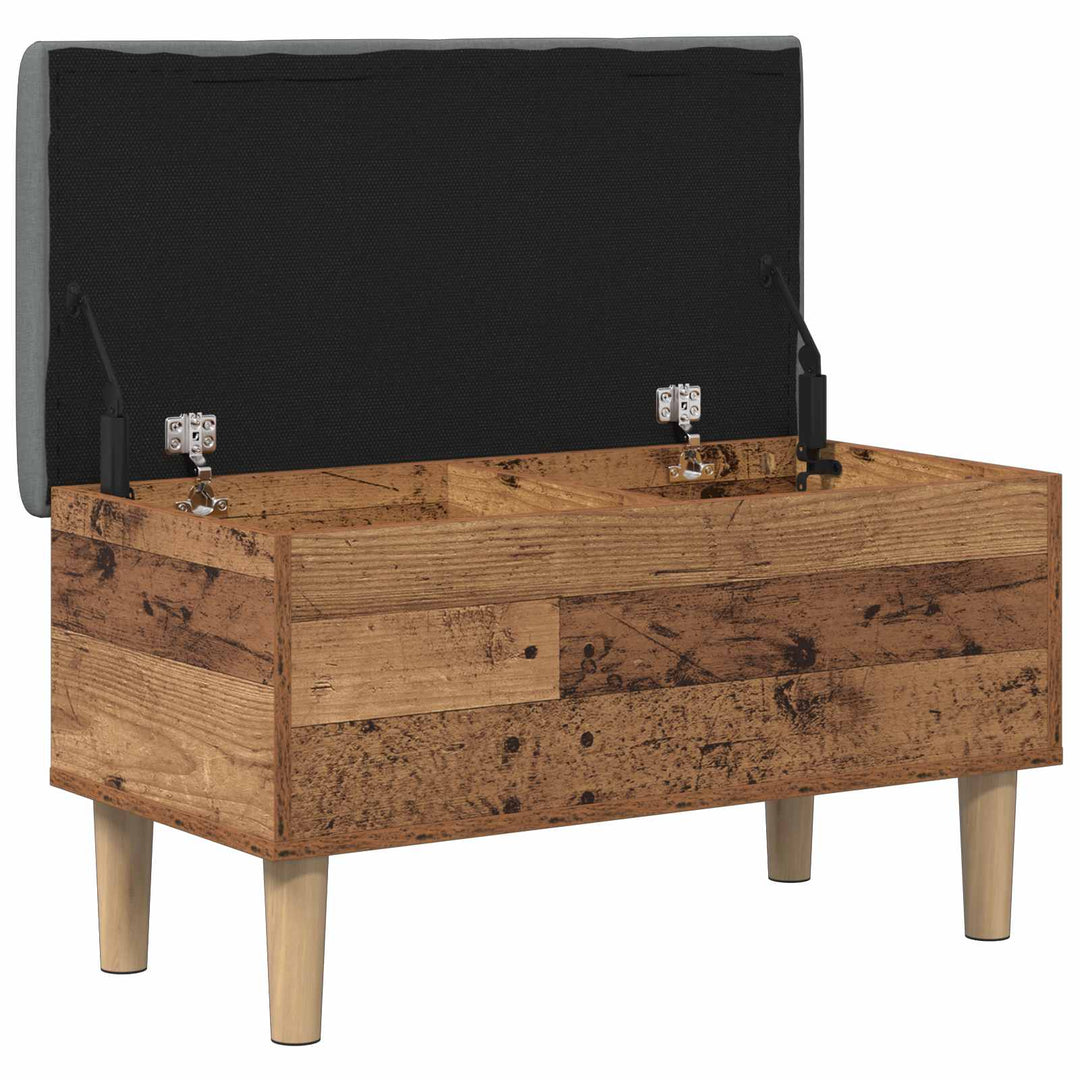Opbevaringsbænk med pude Gammelt træ 82 x 42 x 46 cm