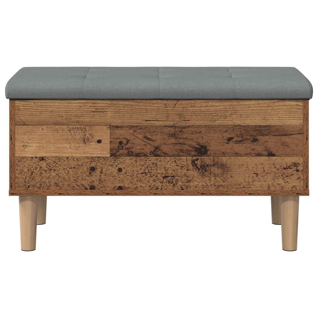Opbevaringsbænk med pude Gammelt træ 82 x 42 x 46 cm