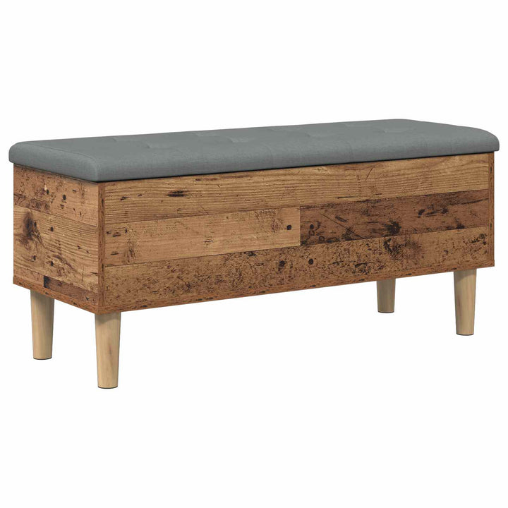 Opbevaringsbænk med pude Gammelt træ 102 x 42 x 46 cm