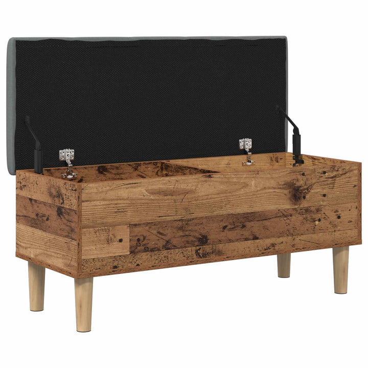 Opbevaringsbænk med pude Gammelt træ 102 x 42 x 46 cm
