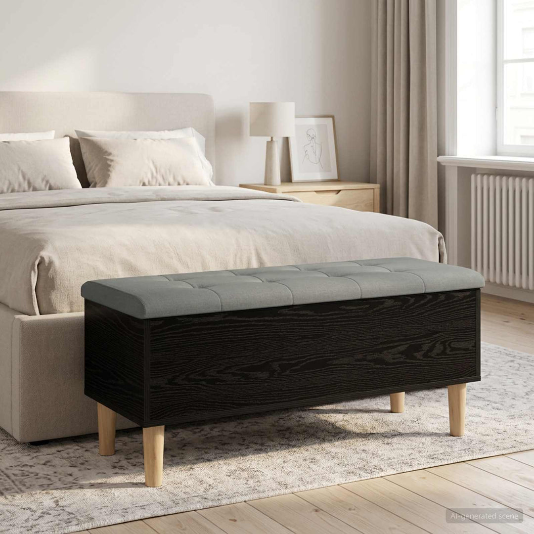 Opbevaringsbænk med pude Sort eg 102 x 42 x 46 cm