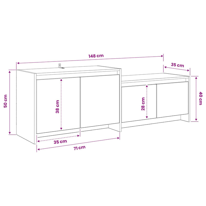 TV-skab 147 x 35 x 50 cm Sort eg Konstrueret træ