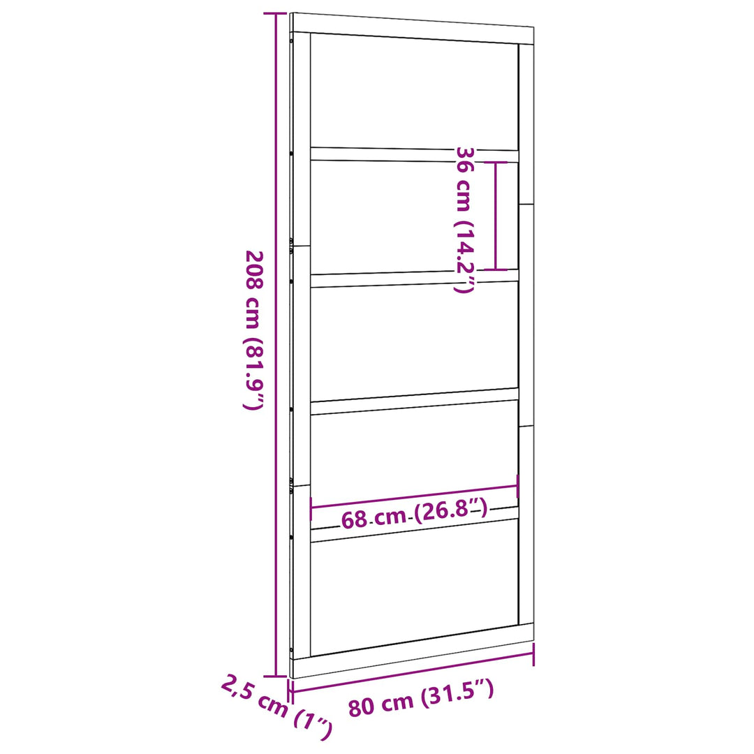 Ladedør Hvid 80 x 2,5 x 208 cm Massivt fyrretræ