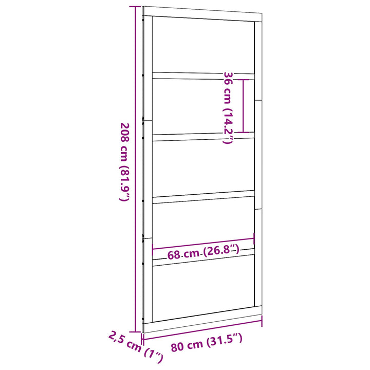 Ladedør Hvid 80 x 2,5 x 208 cm Massivt fyrretræ