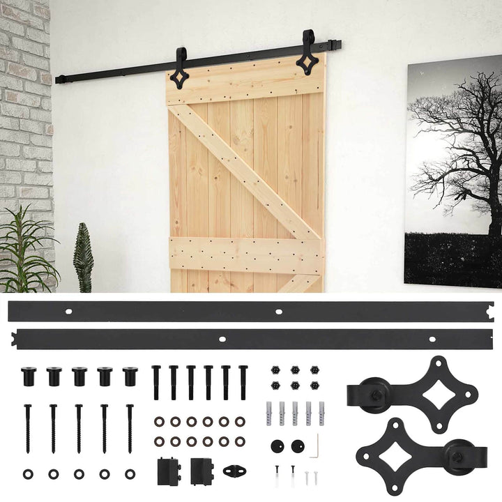 Skydedør Naturfarvet og sort 80 x 210 cm Massivt fyrretræ