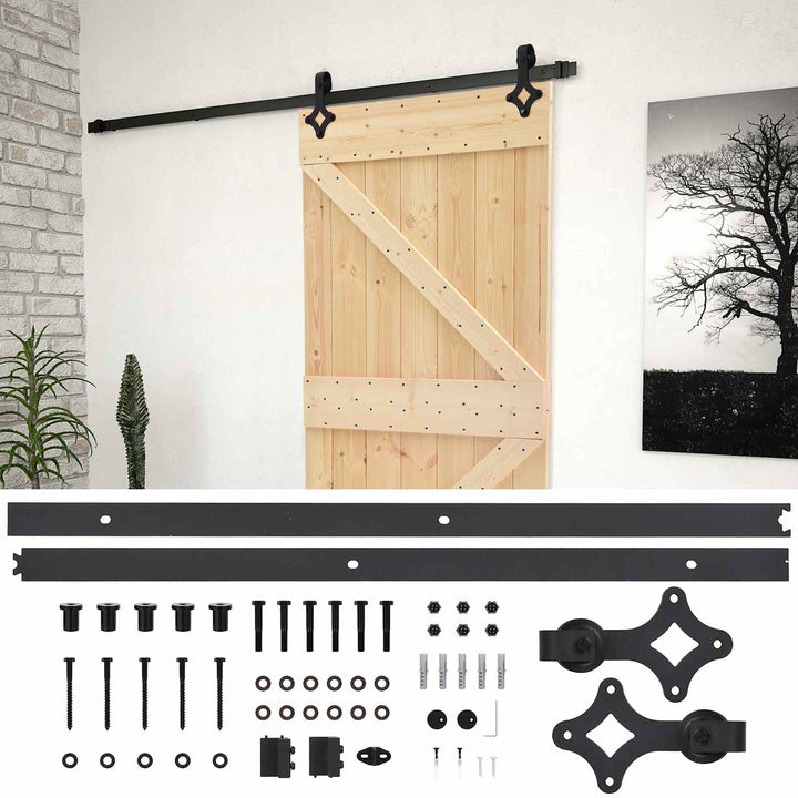 Skydedør Naturfarvet og sort 100 x 210 cm Massivt fyrretræ