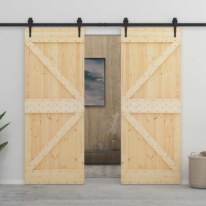 Skydedør 2 stk. 90 x 210 cm Massivt fyrretræ