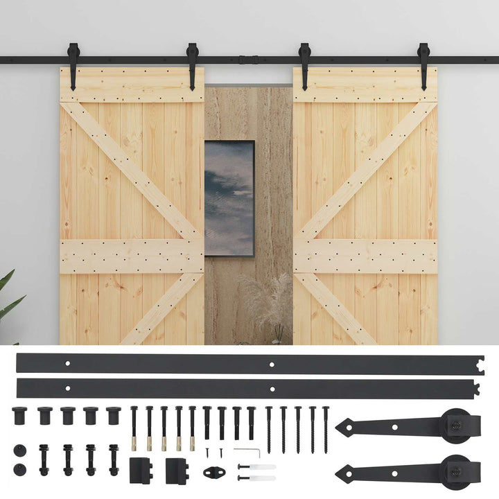 Skydedør 2 stk. 90 x 210 cm Massivt fyrretræ