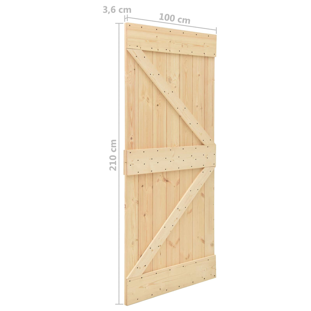 Skydedør 2 pcs Naturfarvet og sort Massivt fyrretræ