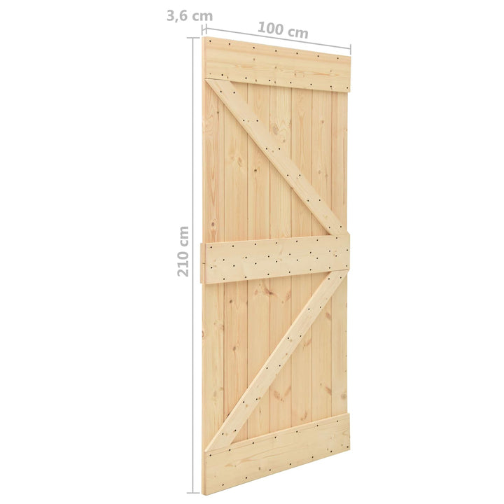 Skydedør 2 pcs Naturfarvet og sort Massivt fyrretræ