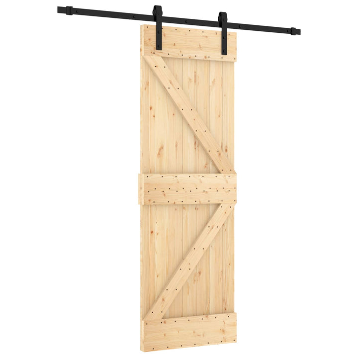 Skydedør Naturfarvet og sort 70 x 210 cm Massivt Fyrretræ