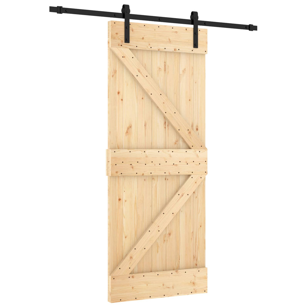 Skydedør Naturfarvet og sort 85 x 210 cm Massivt Fyrretræ
