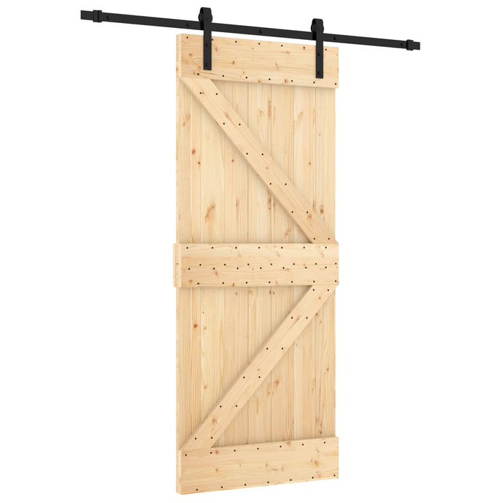 Skydedør Naturfarvet og sort 85 x 210 cm Massivt Fyrretræ