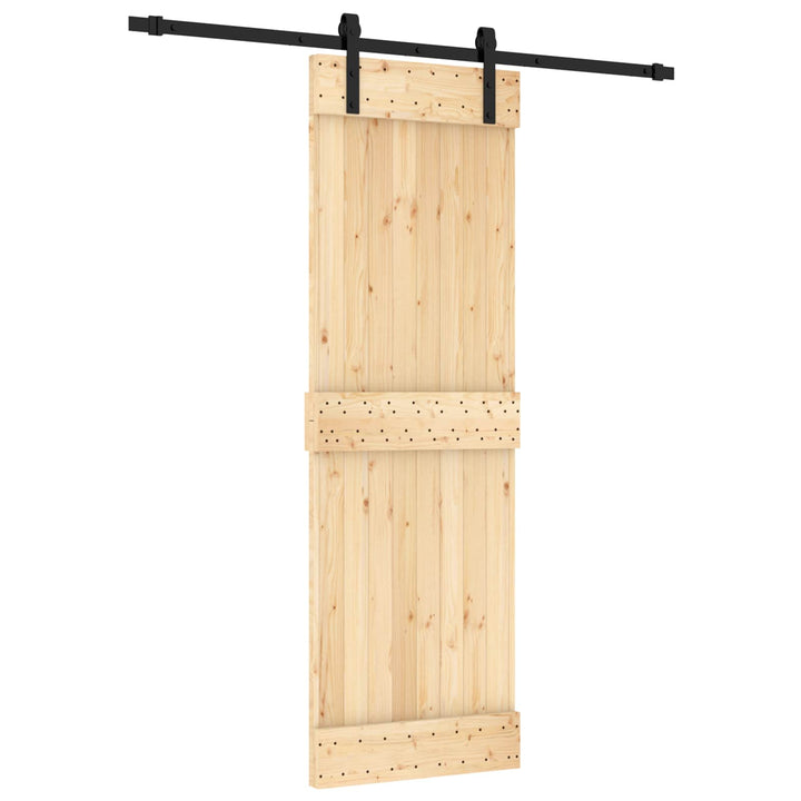 Skydedør Naturfarvet og sort 70 x 210 cm Massivt Fyrretræ
