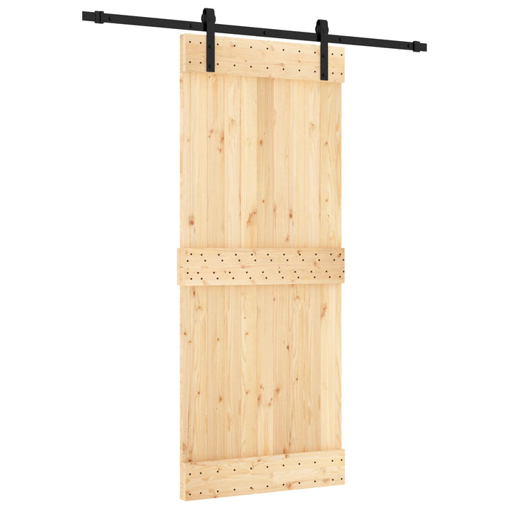 Skydedør Naturfarvet og sort 85 x 210 cm Massivt Fyrretræ