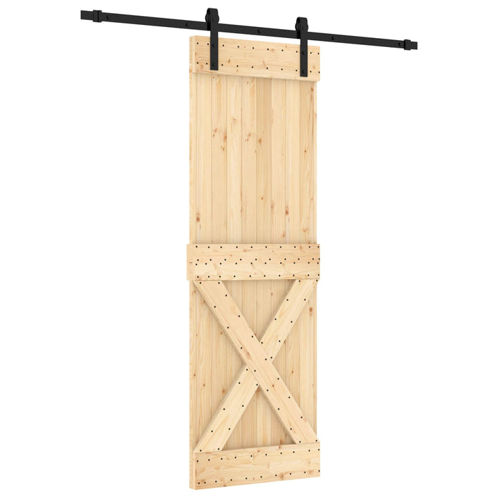 Skydedør Naturfarvet og sort 70 x 210 cm Massivt Fyrretræ