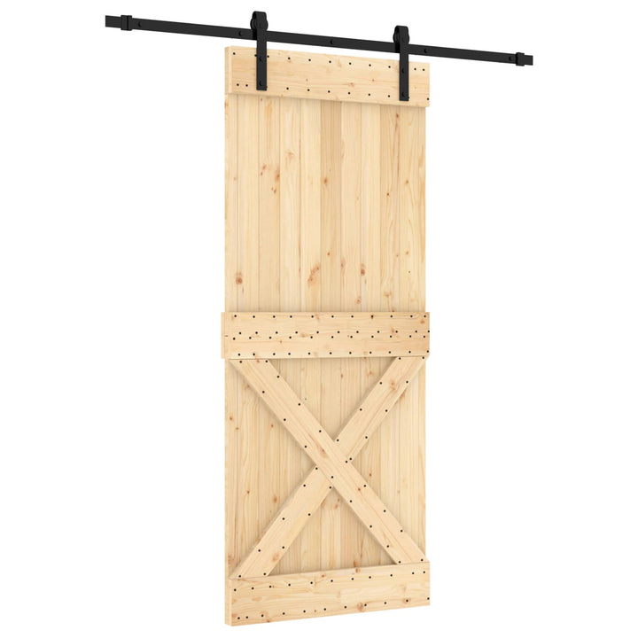 Skydedør Naturfarvet og sort 85 x 210 cm Massivt Fyrretræ