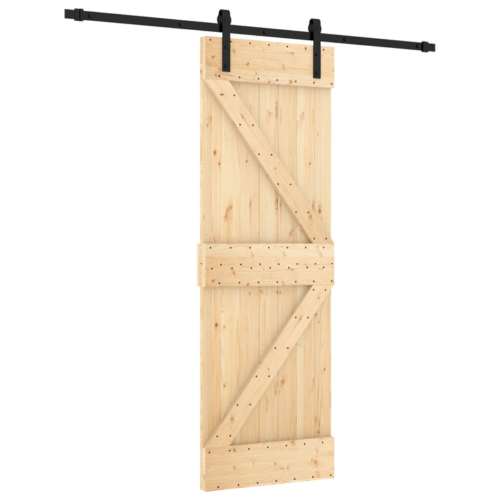 Skydedør Naturfarvet og sort 70 x 210 cm Massivt Fyrretræ