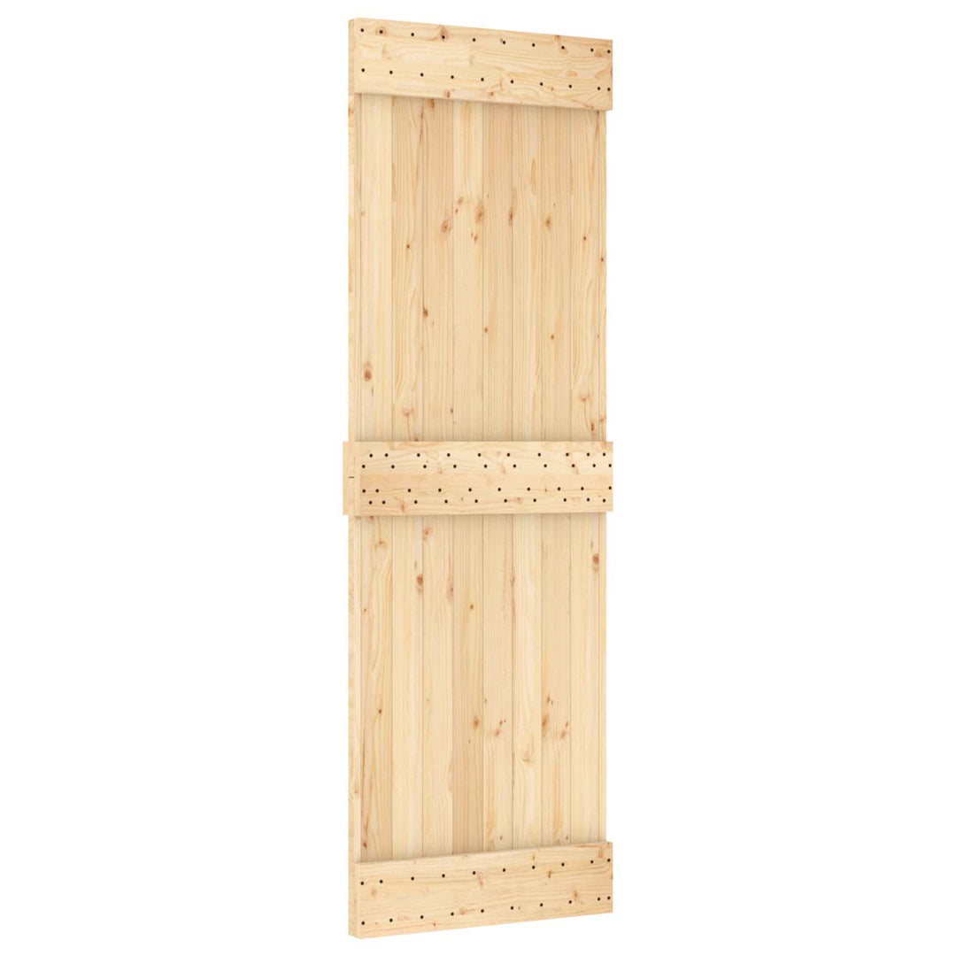 Skydedør Naturfarvet og sort 70 x 210 cm Massivt Fyrretræ